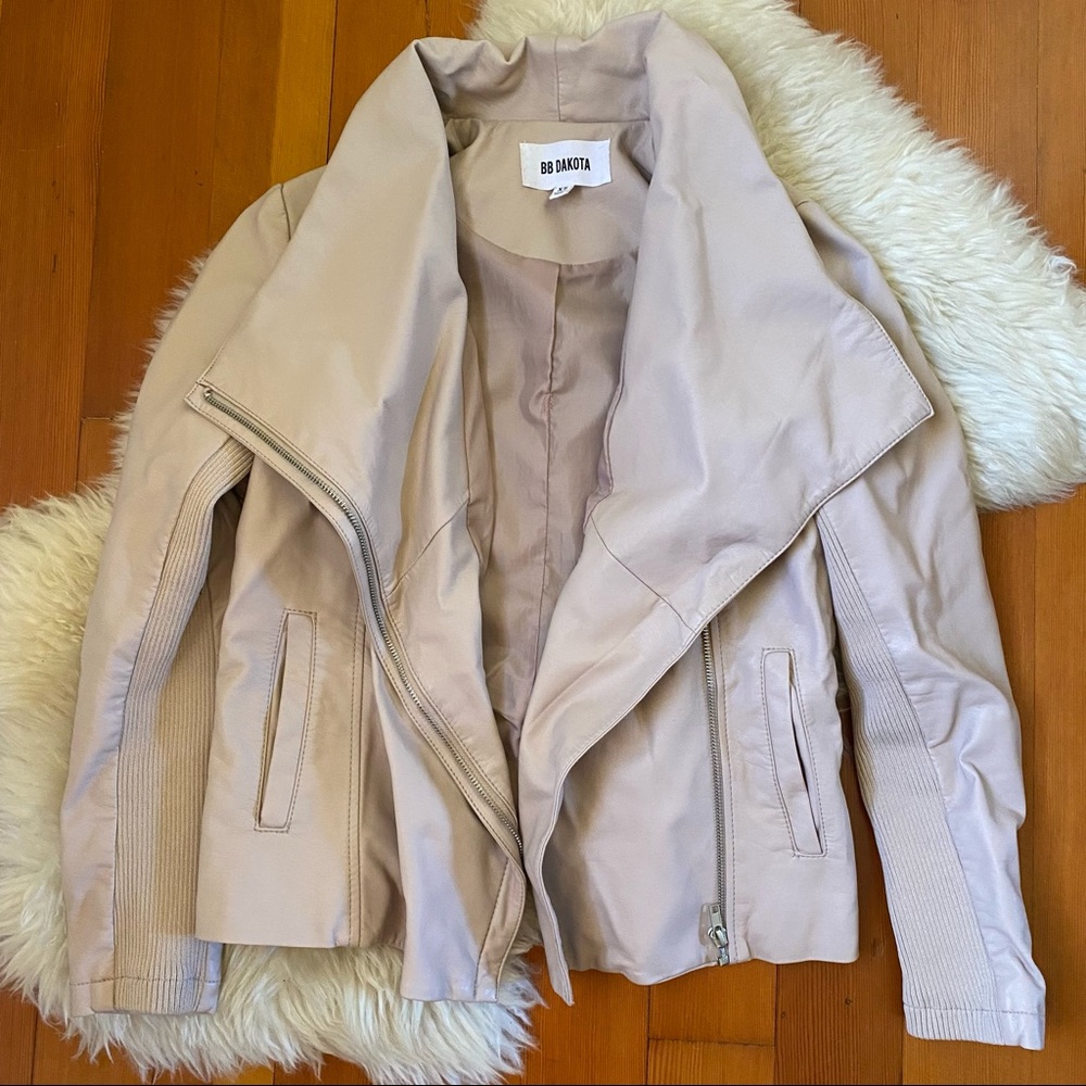 BB Dakota Pale Pink Faux Leather Zip Jacket, XS